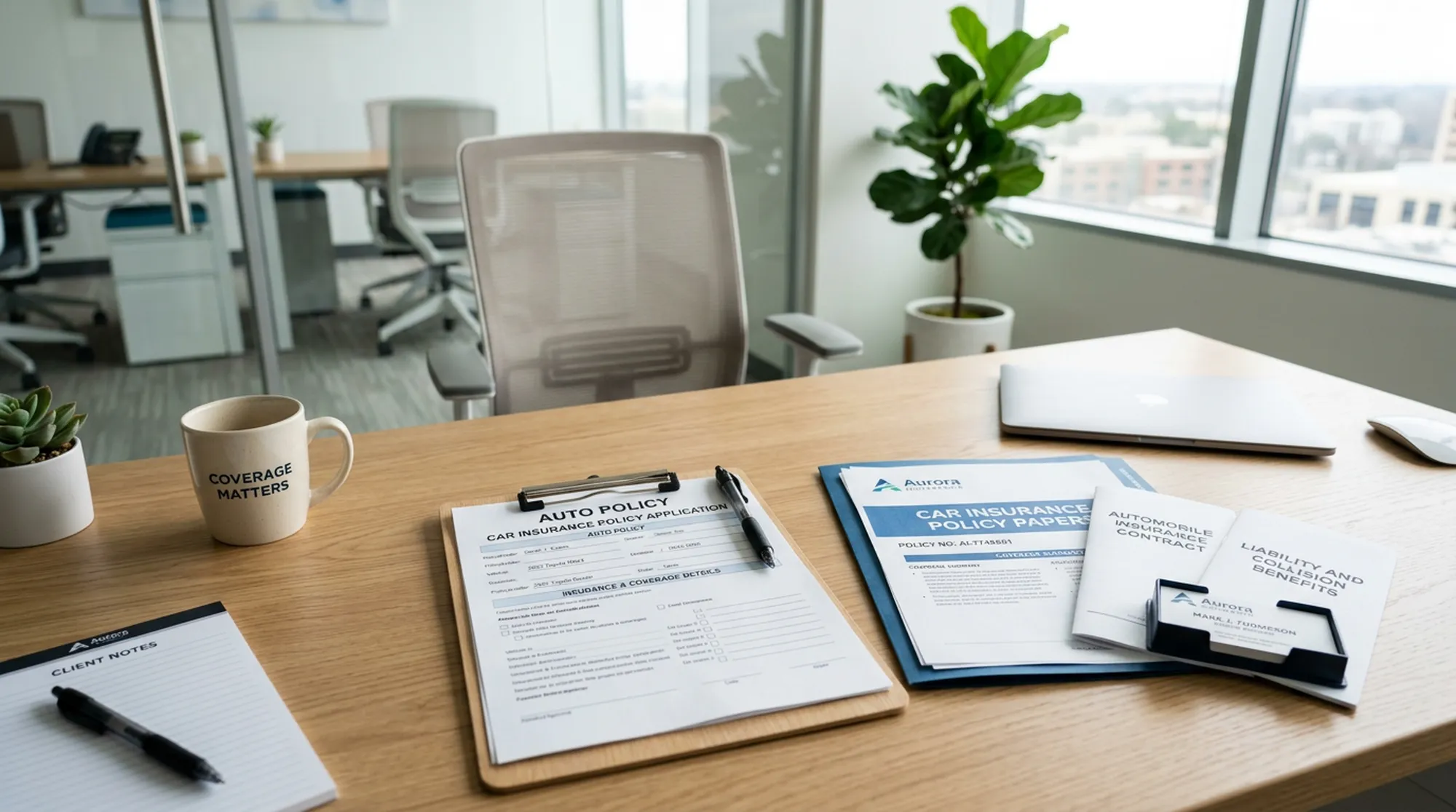 Рабочее пространство со страховыми документами